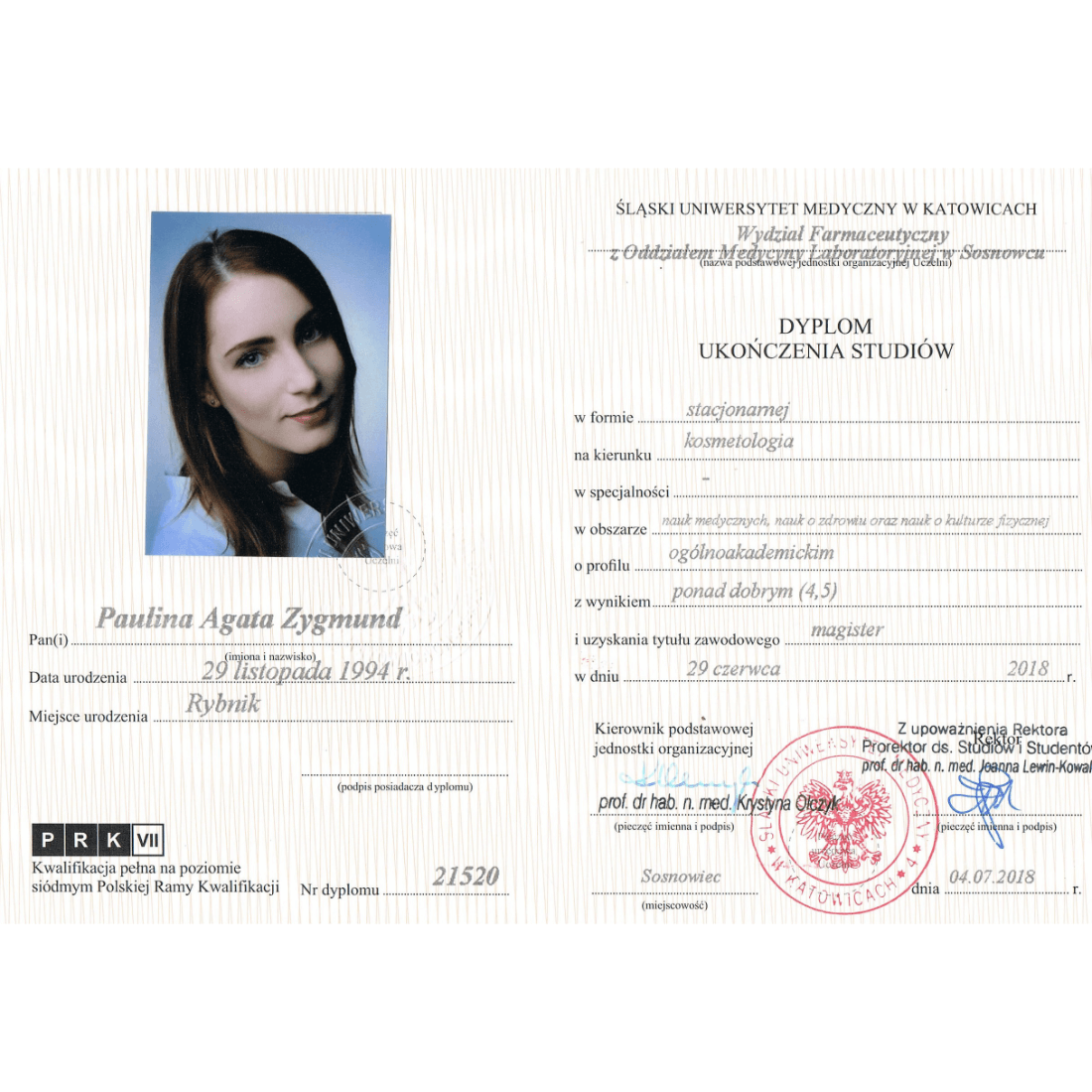 Certyfikat Kosmocare Paulina Kafel - 4