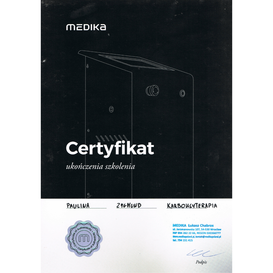 Certyfikat Kosmocare Paulina Kafel - 6