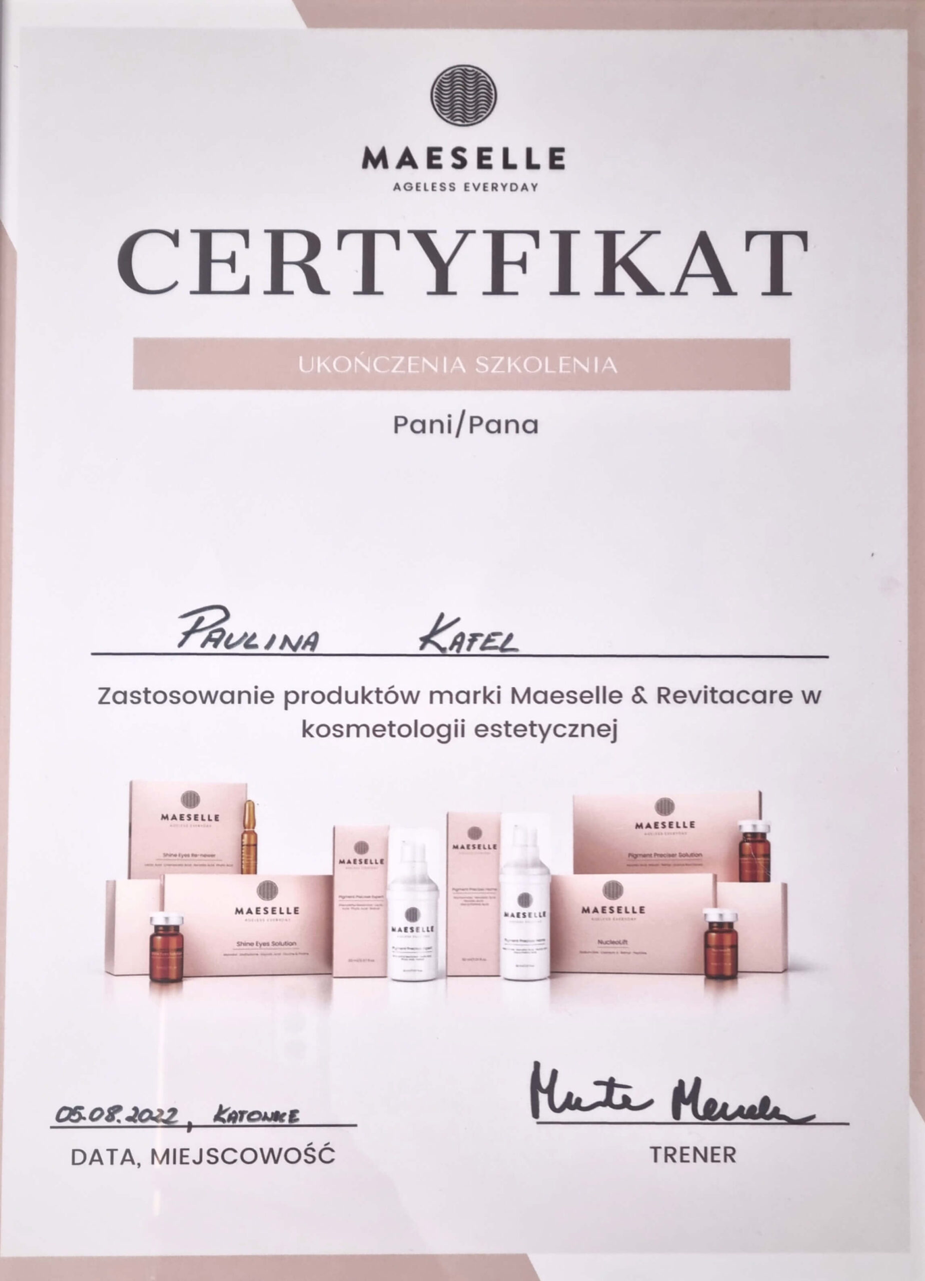 Certyfikat Kosmocare Paulina Kafel - 18